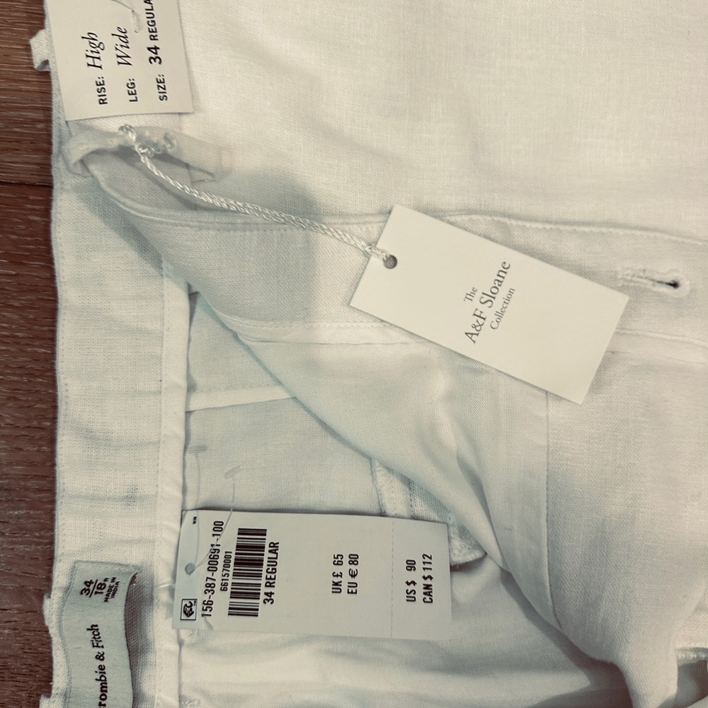 Abercrombie & Fitch Cream Linen Trousers